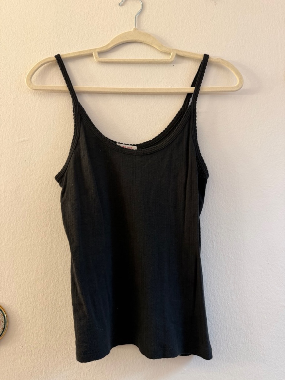 Goldie Black Ribbed Camisole with Lace Trim Straps